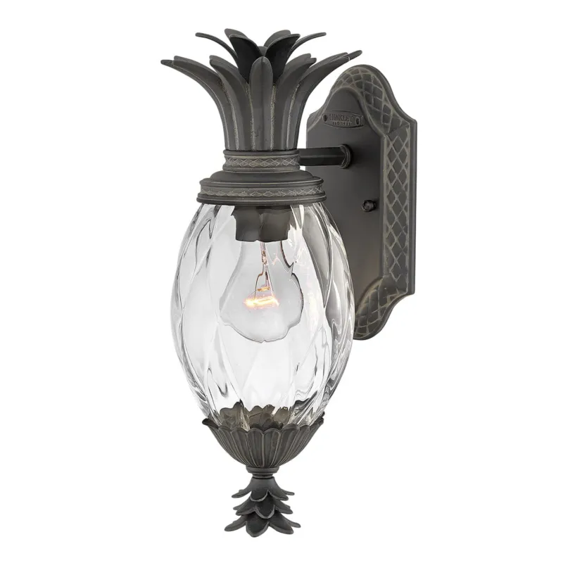 Cena promocyjna Lampa zewnętrzna Mała latarnia naścienna Plantation HK-PLANTATION-S-MB Elstead Lighting 1xE27 40W Aluminium, przezroczyste szkło optyczne Czarny