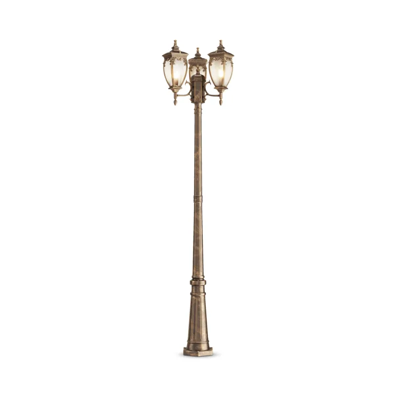 Bezpieczna płatność Lampa zewnętrzna Słupek oświetleniowy Fleur O414FL-03GB Maytoni E27x60W Aluminium/ Czerń ze złotem/