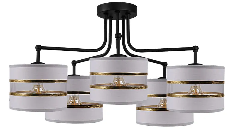 Lampa wisząca Candellux Andy szara ze złotym abażurem 5×E27 Do wyczerpania zapasów