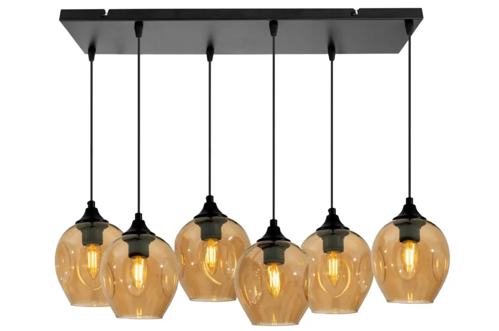 Lampa wisząca Candellux Aspa czarna z brązowym kloszem 6×E27 Bestseller