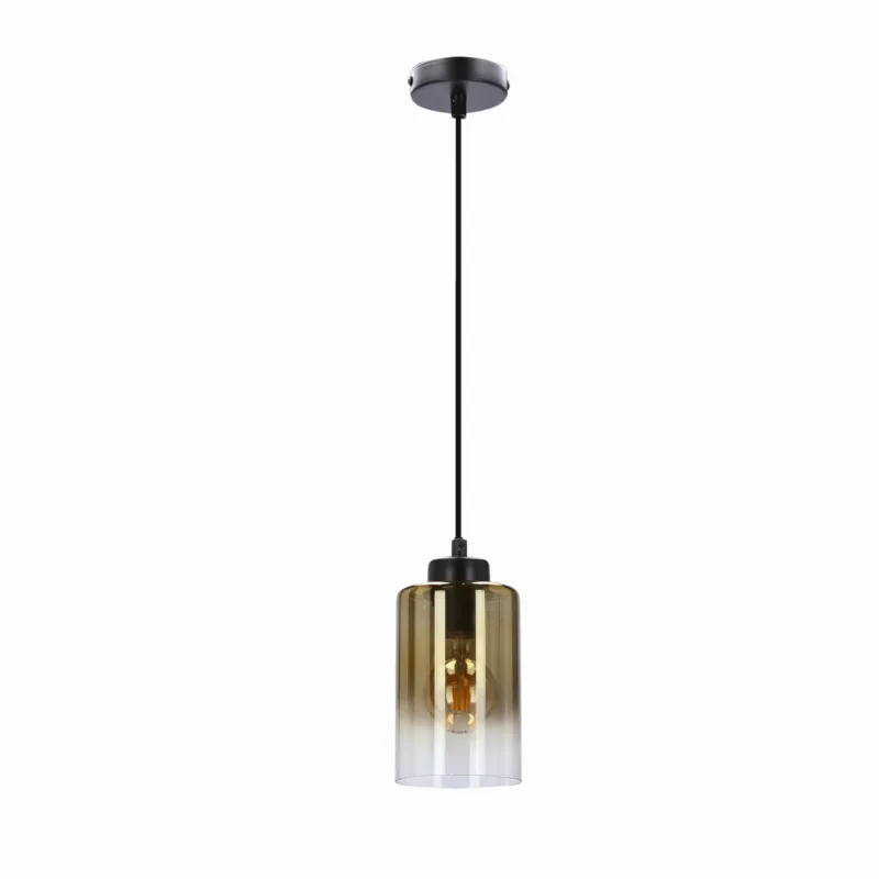 Hit cenowy Lampa wisząca Candellux Aspra czarna z bursztynowym kloszem 1×E27