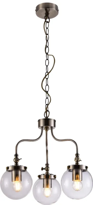 Okazja Lampa wisząca Candellux Ballet patynowa z szklanym kloszem 3×E27