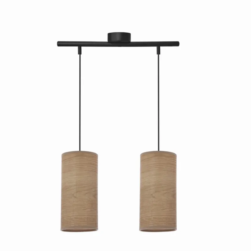 Bezpieczne zakupy Lampa wisząca Candellux Ballo czarna z orzechowym kloszem 2×E27