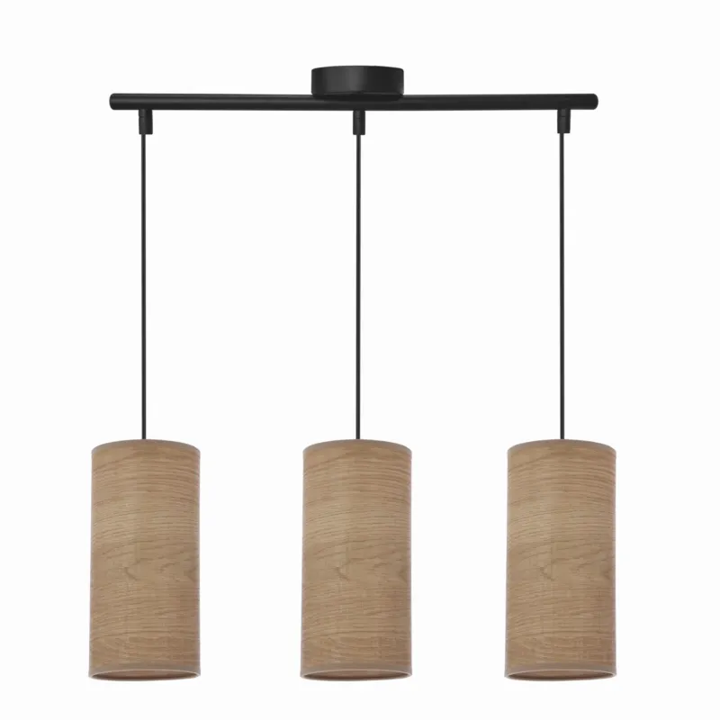 Sprawdź teraz Lampa wisząca Candellux Ballo czarna z orzechowym kloszem 3×E27
