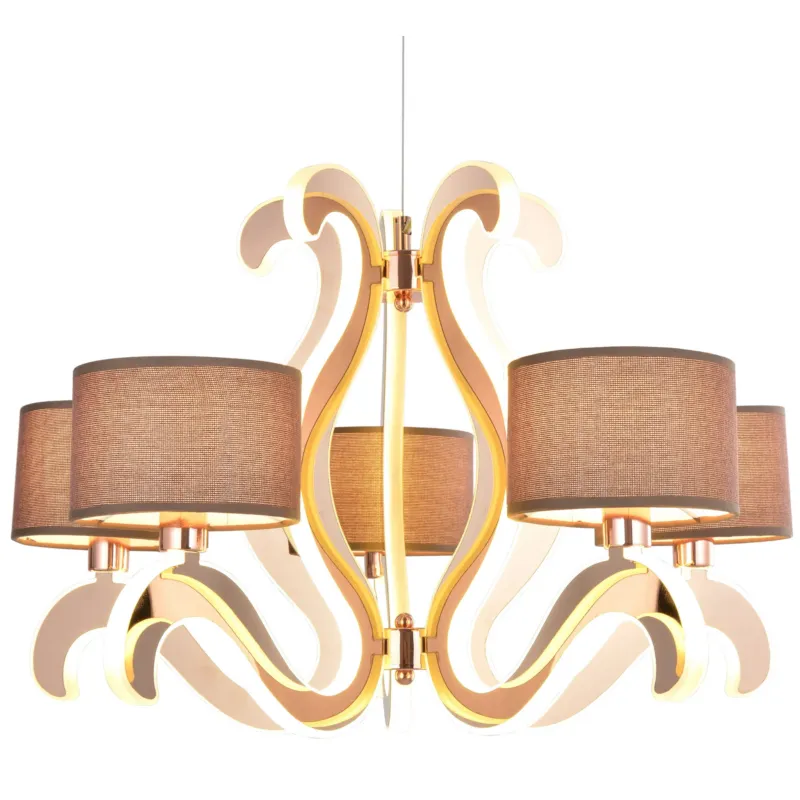 Promocja Lampa wisząca Candellux Ambrosia miedziana z tkaninowym abażurem 10×E14 LED