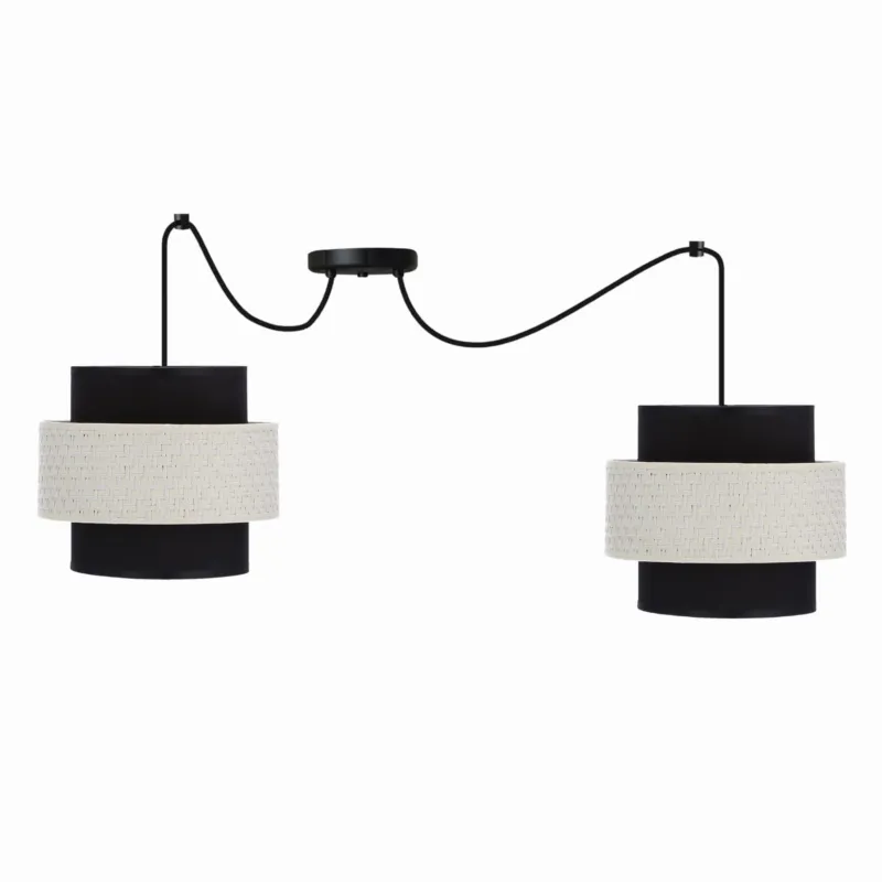 Lampa wisząca Candellux Benta czarna z kremowym abażurem 2×E27 Zamów dziś