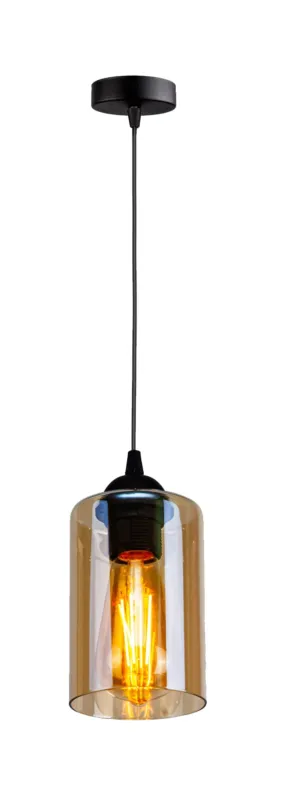 Lampa wisząca Candellux Bistro czarna z brązowym kloszem 1×E27 Tylko dziś