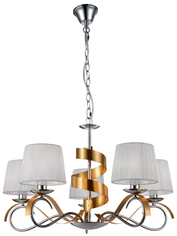 Dodaj do koszyka Lampa wisząca Candellux Denis chromowa ze złotymi abażurami 5×E14