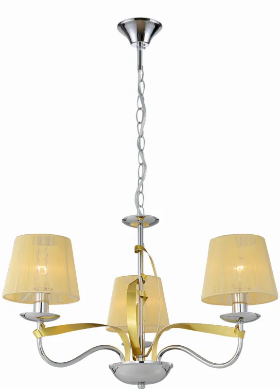 Sprawdź teraz Lampa wisząca Candellux Diva chromowa ze złotymi abażurami 3×E14