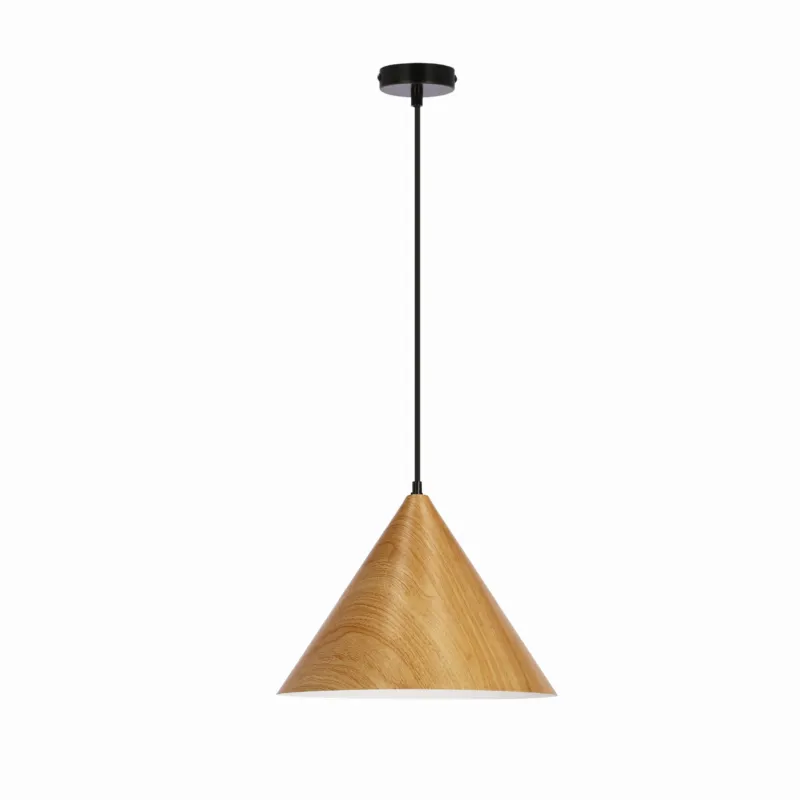 Sprawdź teraz Lampa wisząca Candellux Dunca czarna z dębowym kloszem 1×E27