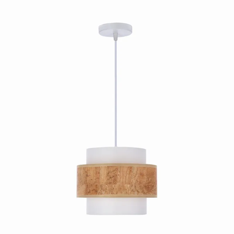 Lampa wisząca Candellux Cork biała z beżowym abażurem 1×E27 Promocja