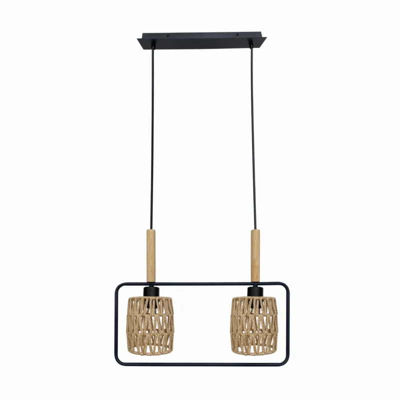 Hit sprzedaży Lampa wisząca Candellux Crown czarna z beżowym abażurem 2×E27