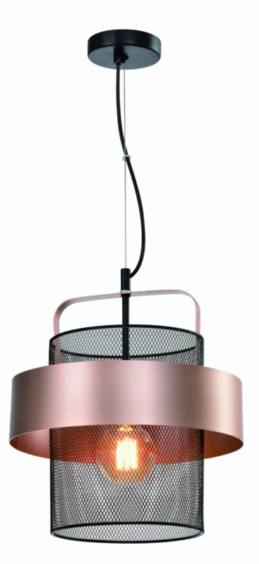 Lampa wisząca Candellux Fiba czarna z miedziano-czarnym kloszem 1×E27 Ekspresowa dostawa