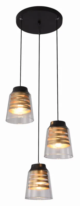 Lampa wisząca Candellux Fresno czarna z szklanymi kloszami 3×E27 Taniej
