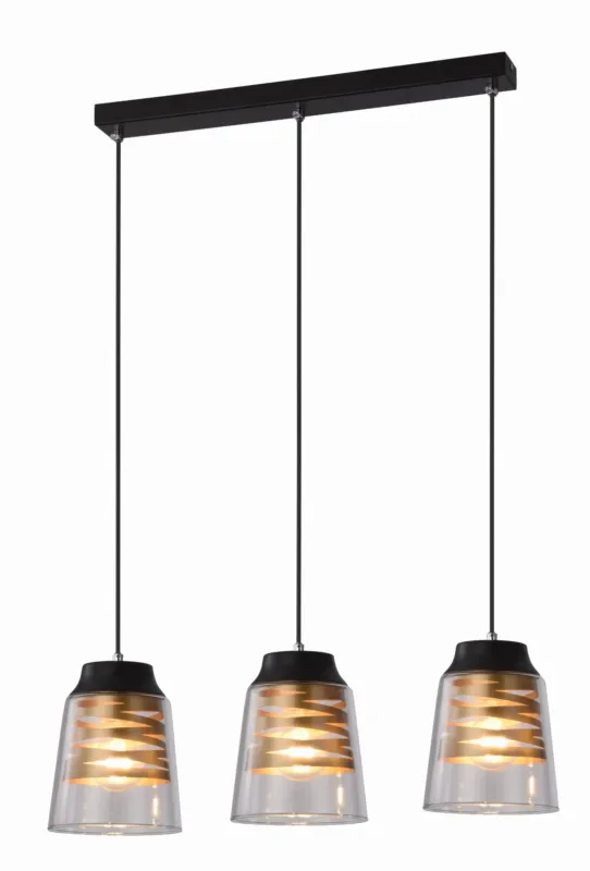 Ostatnia szansa Lampa wisząca Candellux Fresno czarna z transparentnym kloszem 3×E27