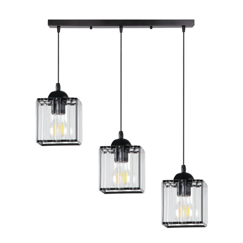 Ekspresowa dostawa Lampa wisząca Candellux Glassia czarna z bezbarwnymi kryształkami 3×E27