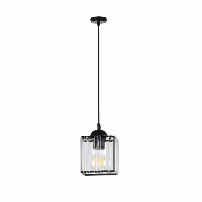 Premium Lampa wisząca Candellux Glassia czarna z czarnym kloszem i kryształkami 1×E27