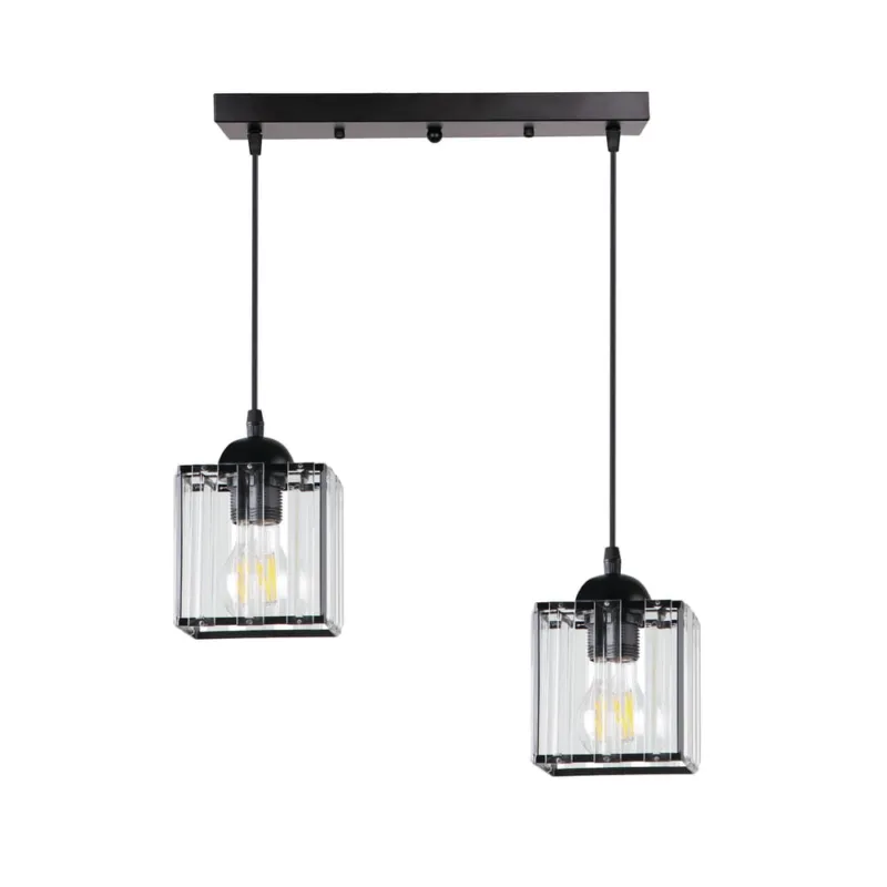 Kup online Lampa wisząca Candellux Glassia czarna z czarnym kloszem i kryształkami 2×E27