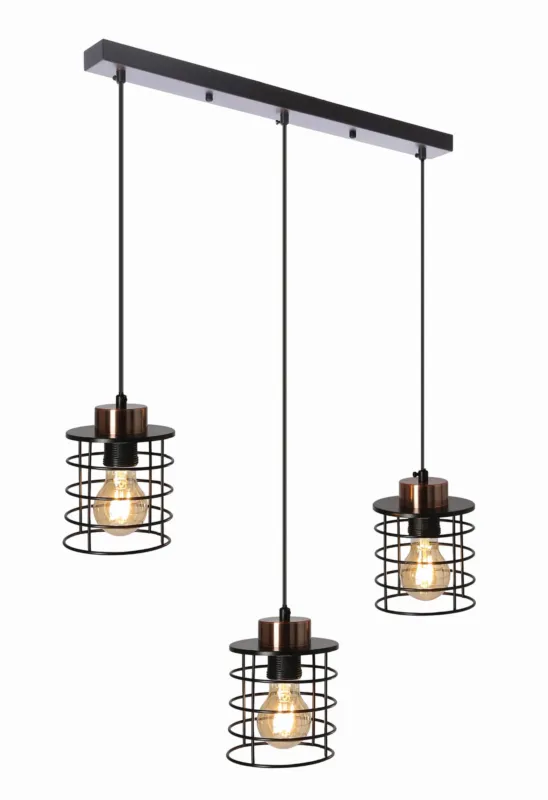 Tylko do końca tygodnia Lampa wisząca Candellux Glob czarna ze złotym kloszem 3×E27