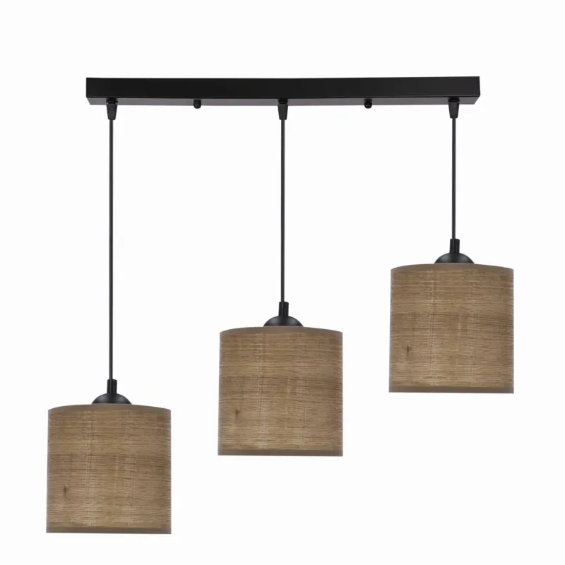 Rabat Lampa wisząca Candellux Legno czarna z orzechowym abażurem 3×E27