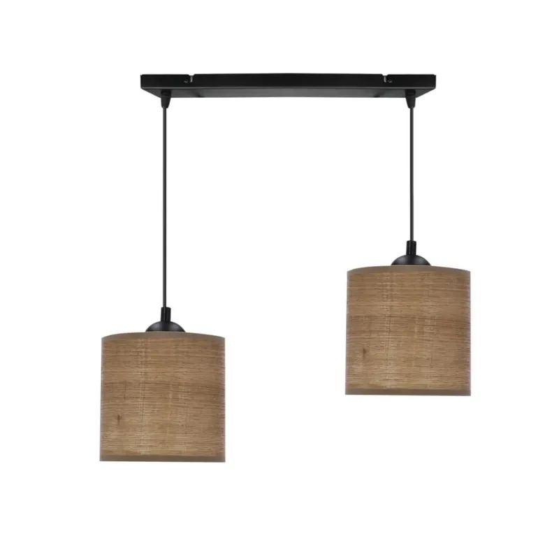 Lampa wisząca Candellux Legno czarna z orzechowym kloszem 2×E27 Bezpieczna płatność