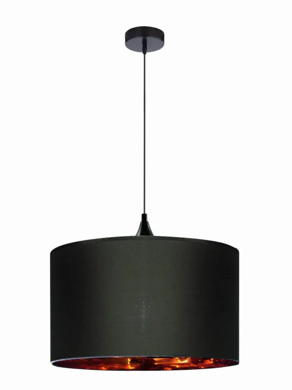 Bezpieczna płatność Lampa wisząca Candellux Long czarna z tkaninowym abażurem E27