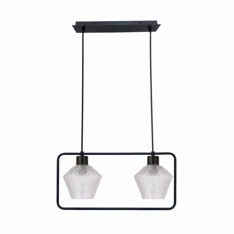 Zniżka Lampa wisząca Candellux Niko czarna z bezbarwnym kloszem 2×E27