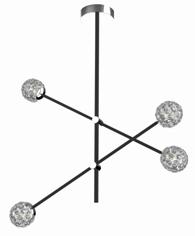 Szybka wysyłka Lampa wisząca Candellux Paksos czarna z kryształkami 4×G9