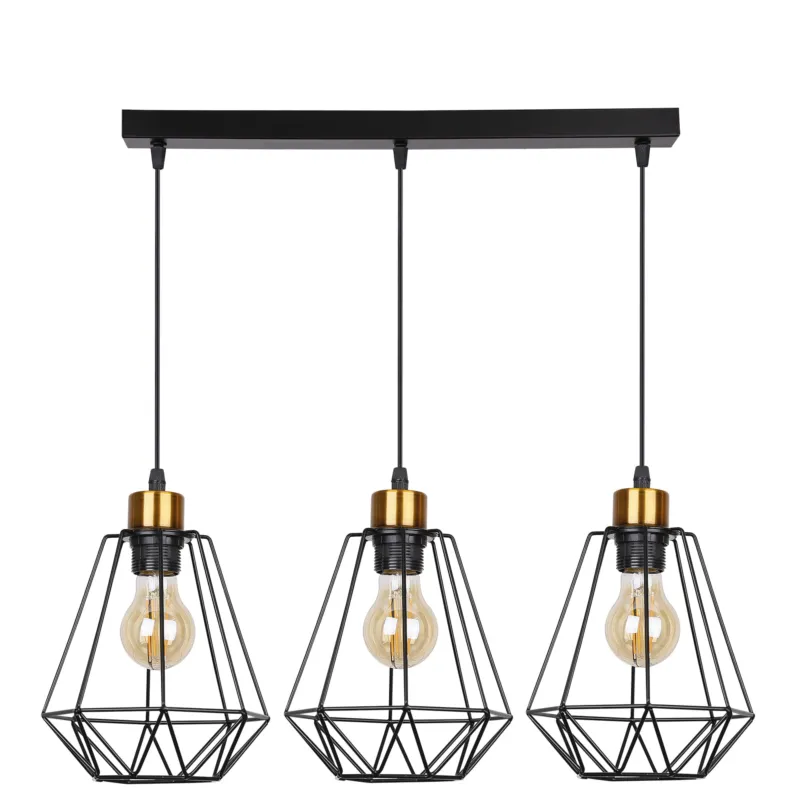 Szybka dostawa Lampa wisząca Candellux Primo czarna ze złotym 3×E27
