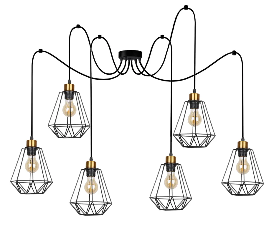 Super okazja Lampa wisząca Candellux Primo czarna ze złotym 6×E27