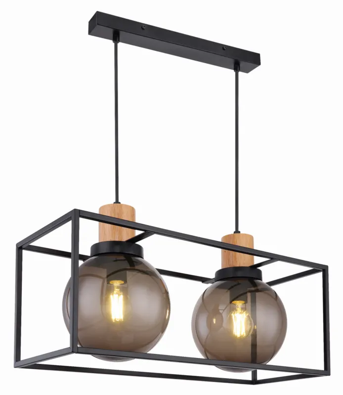 Hit cenowy Lampa wisząca Candellux Retro 2 czarna z dymiony kloszem 2×E27