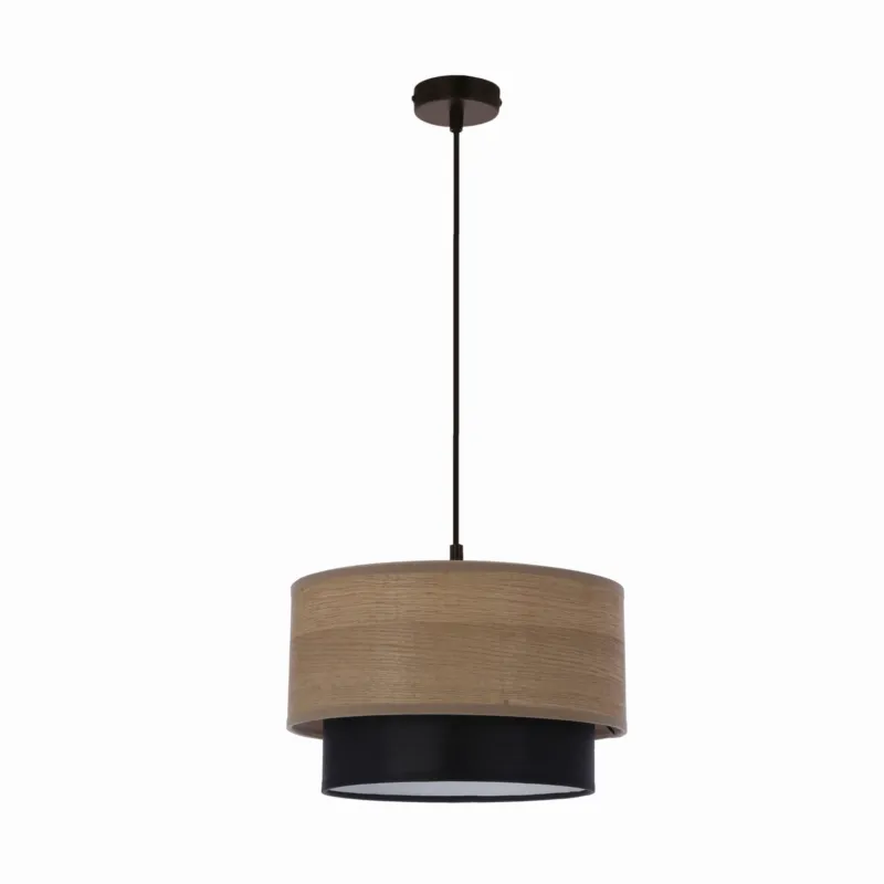 Lampa wisząca Candellux Ruben czarna z orzechowym abażurem 1×E27 Darmowy zwrot