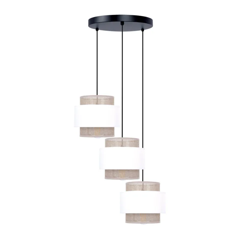 Lampa wisząca CEZAR K-5272 Biały, beżowy 3 źr., E27, 15W LED - Kaja Oferta