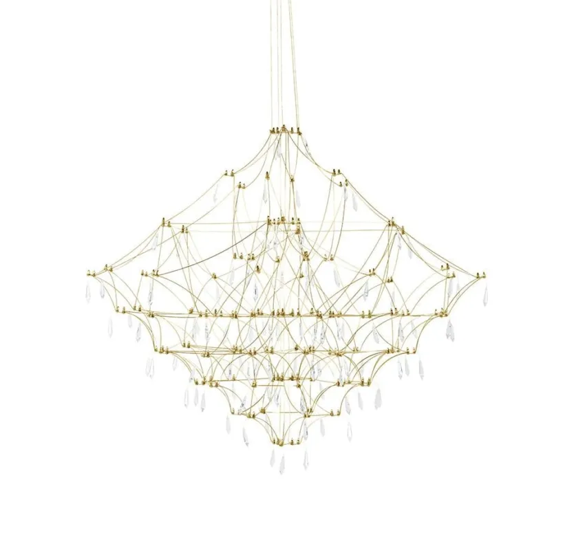 Ograniczona ilość Lampa wisząca CONSTELATION 77 GOLD LED, stal szczotkowana – Moosee