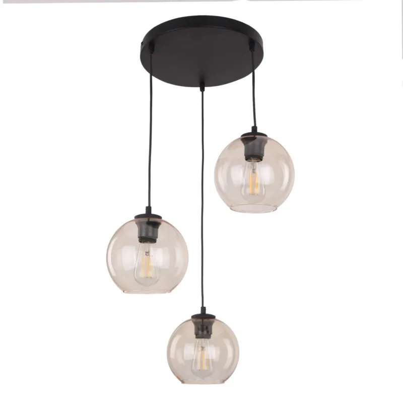 Premium Lampa wisząca Cubus Bursztyn Czarny 3x E27 - TK Lighting