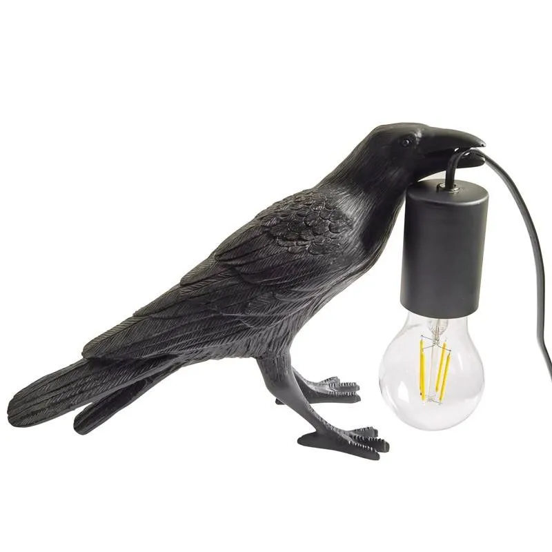Lampa Stołowa z żywicy Kruk Abruzzo Corvo E27 Super okazja