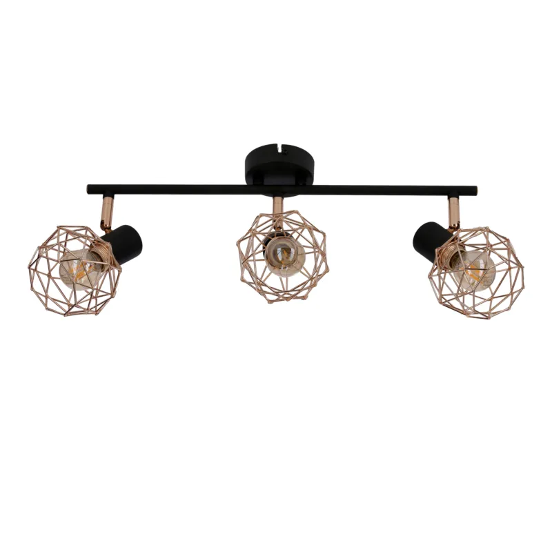 Lampa sufitowa Candellux Acrobat 93 czarna z miedzianym kloszem 3×E14 Promocja
