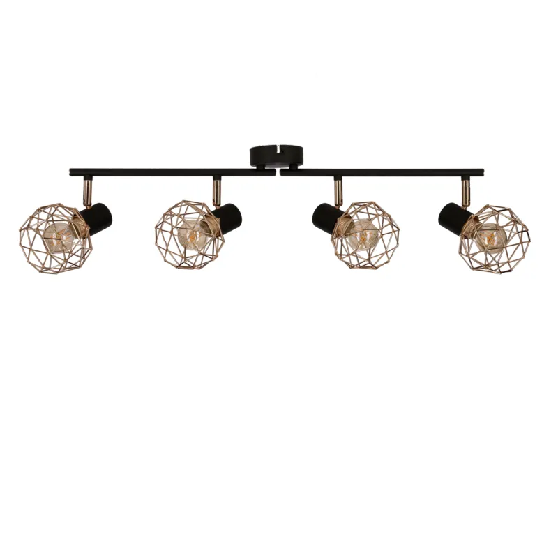 Rabat Lampa sufitowa Candellux Acrobat czarna z miedzianym kloszem 4×E14