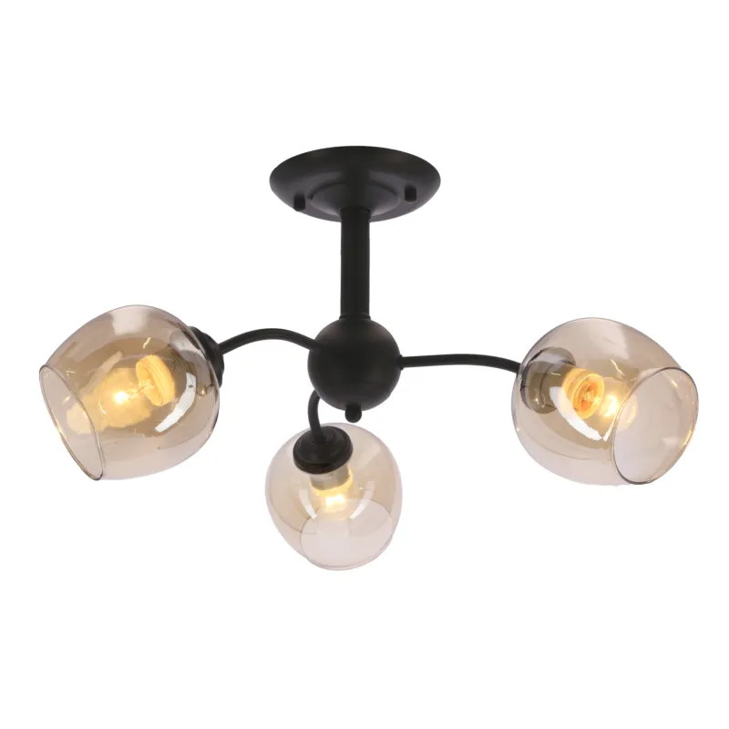 Lampa sufitowa Candellux Breeze brązowa z szklanym kloszem 3×E27 Łatwy zwrot
