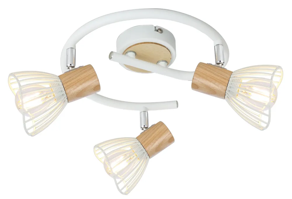 Kup online Lampa sufitowa Candellux Chile biała z drewnianym wykończeniem 3×E14