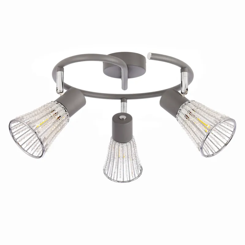 Taniej Lampa sufitowa Candellux Curtis szara 3×E14