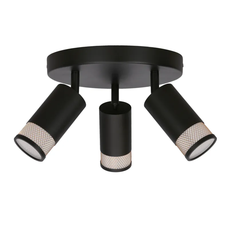 Zniżka Lampa sufitowa Candellux Flin 98 czarna ze złotym kloszem 3×GU10