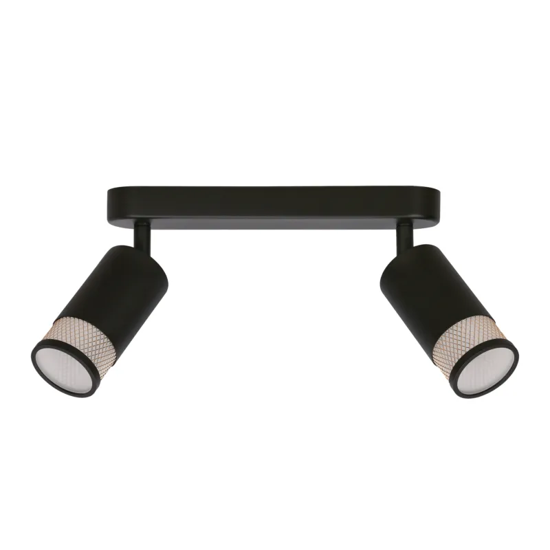 Lampa sufitowa Candellux Flin czarna ze złotym kloszem 2×GU10 Niska cena