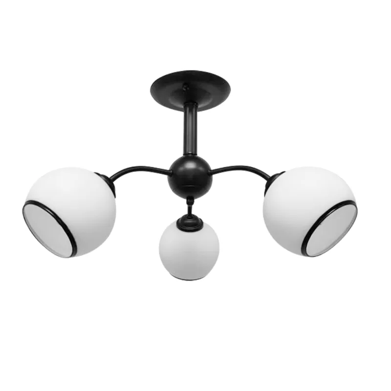 Tylko dziś Lampa sufitowa Candellux Marinen czarna z białym kloszem 3×E27