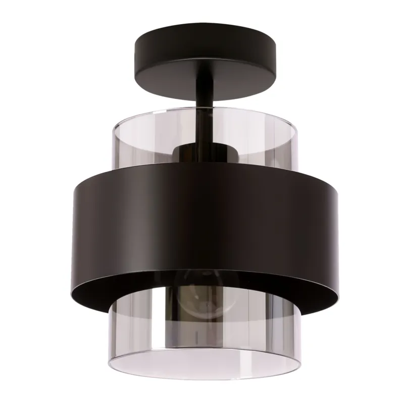 Szybka dostawa Lampa sufitowa Candellux Spiega czarna z dymnym kloszem 1×E27