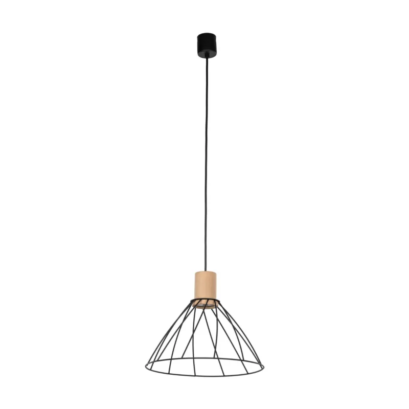 Niska cena Lampa wisząca Modesto Wood Sosna Czarny 1x E27 - TK Lighting