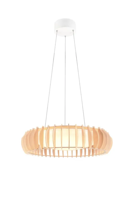 Wysoka jakość Lampa wisząca Monte biały, drewno jasne i ciemne LED zintegrowany R32171930 - RL