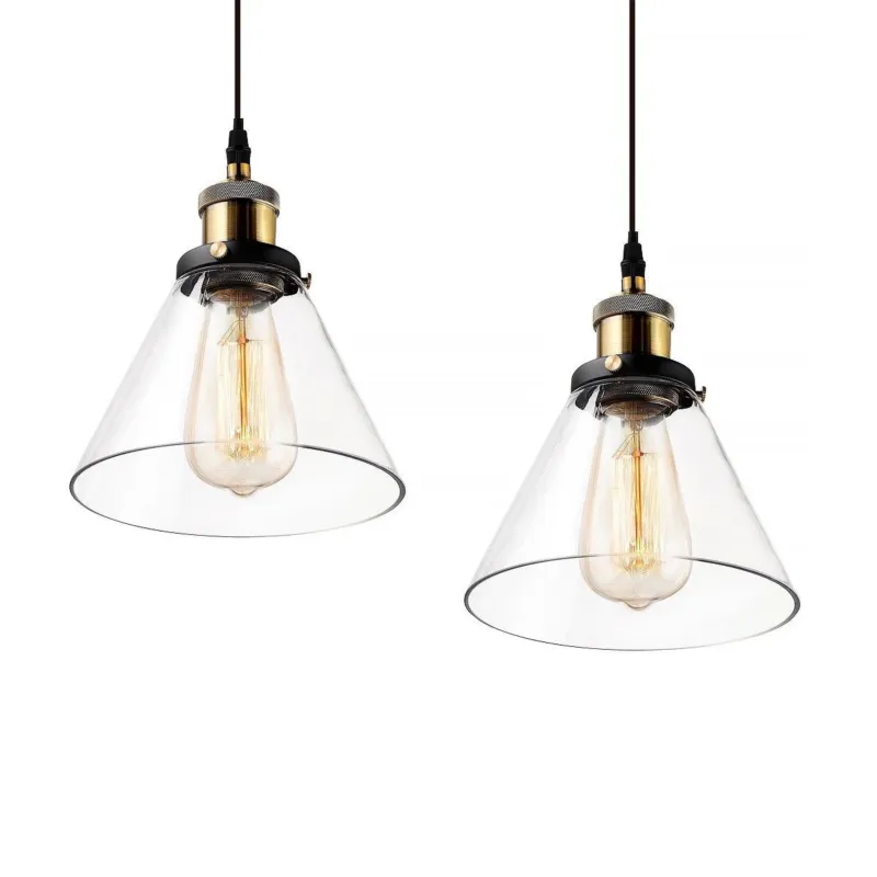Zniżka Lampa wisząca New York Loft transparentny, mosiądz - Altavola