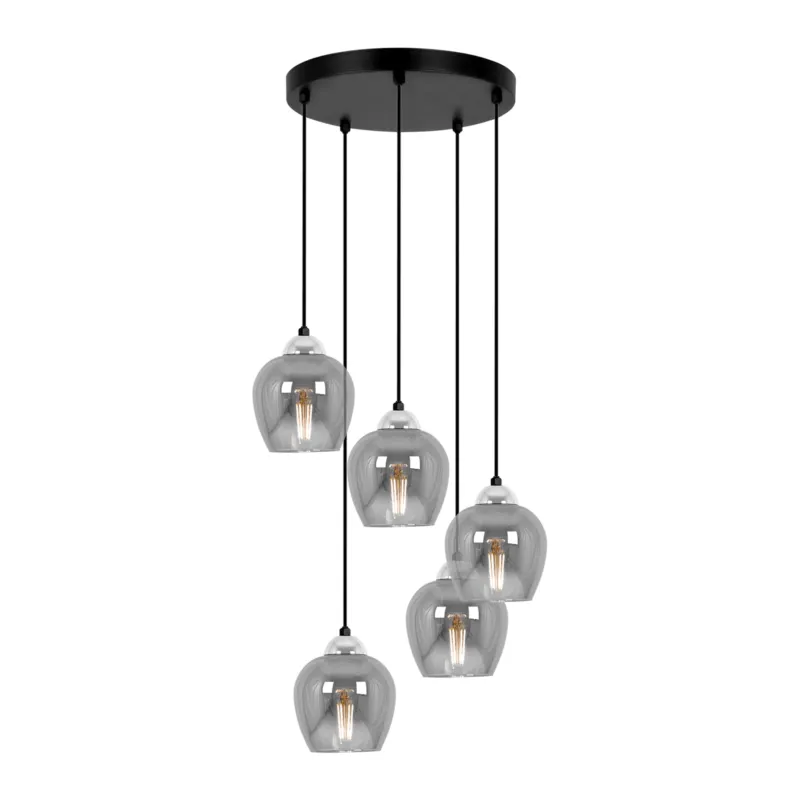 Lampa wisząca NIRA K-5612 Czarny, chrom 5 źr., E27, 15W LED - Kaja Wyjątkowa oferta