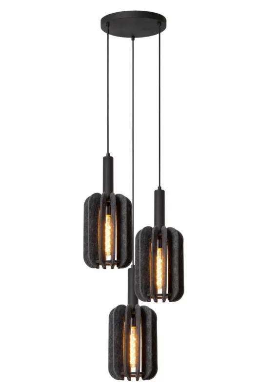 Bezpieczna płatność Lampa wisząca Rafal szary i odcienie szarości, czarny E27 45492/13/36 - Lucide